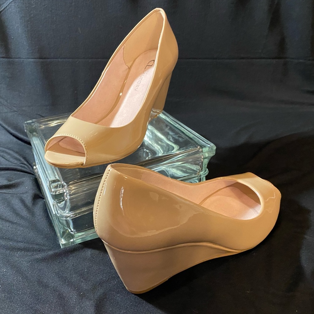 Chinese Laundry nude open toe wedge
